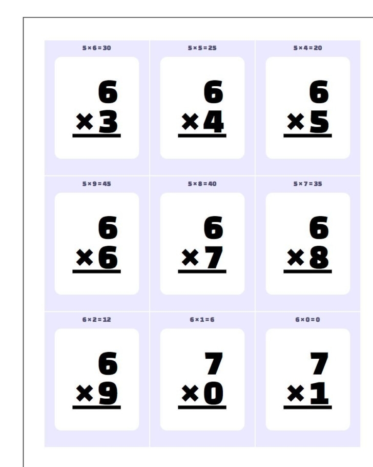 Printable Multiplication Flash Cards 0 12 With Answers On Back 