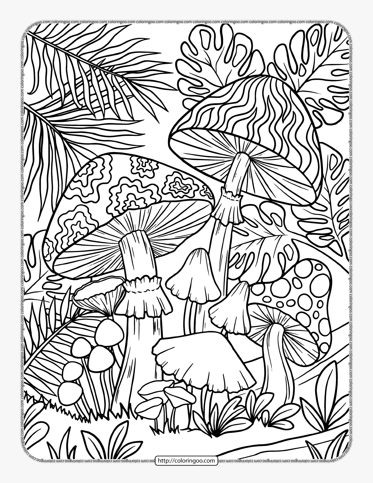 Mushroom Coloring Page