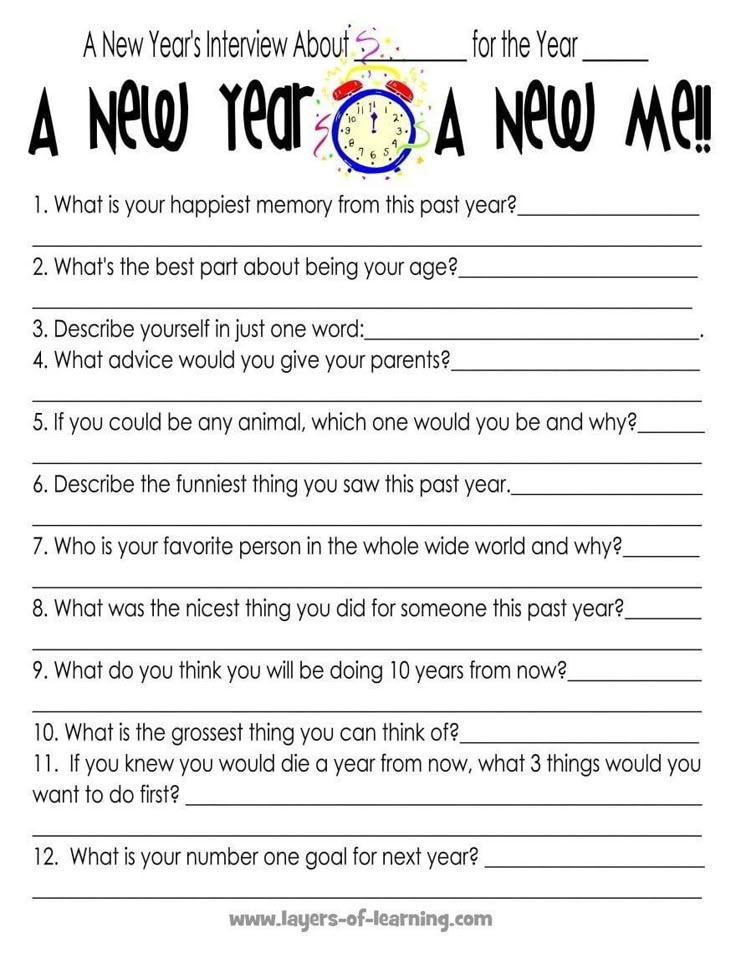 Printable New Year Activities For Kids