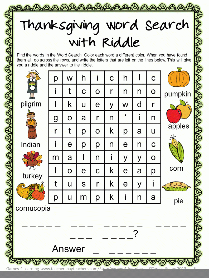 Printable November Puzzles Printable Crossword Puzzles