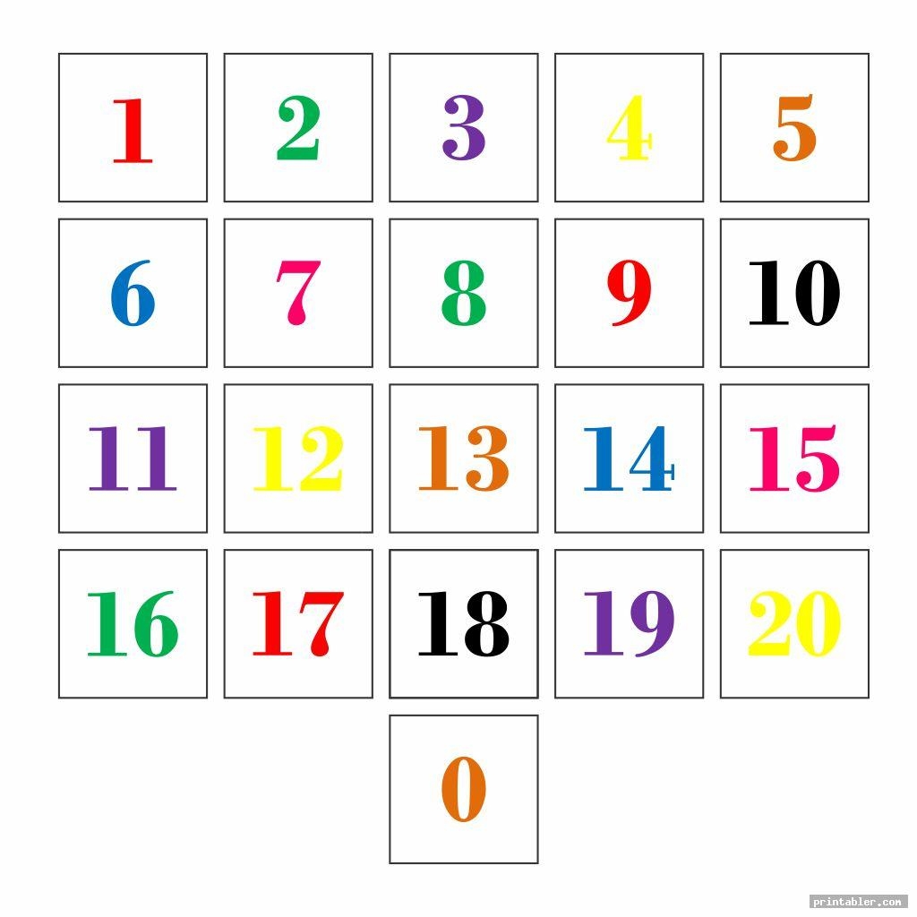 free printable number cards 1-20 with pictures