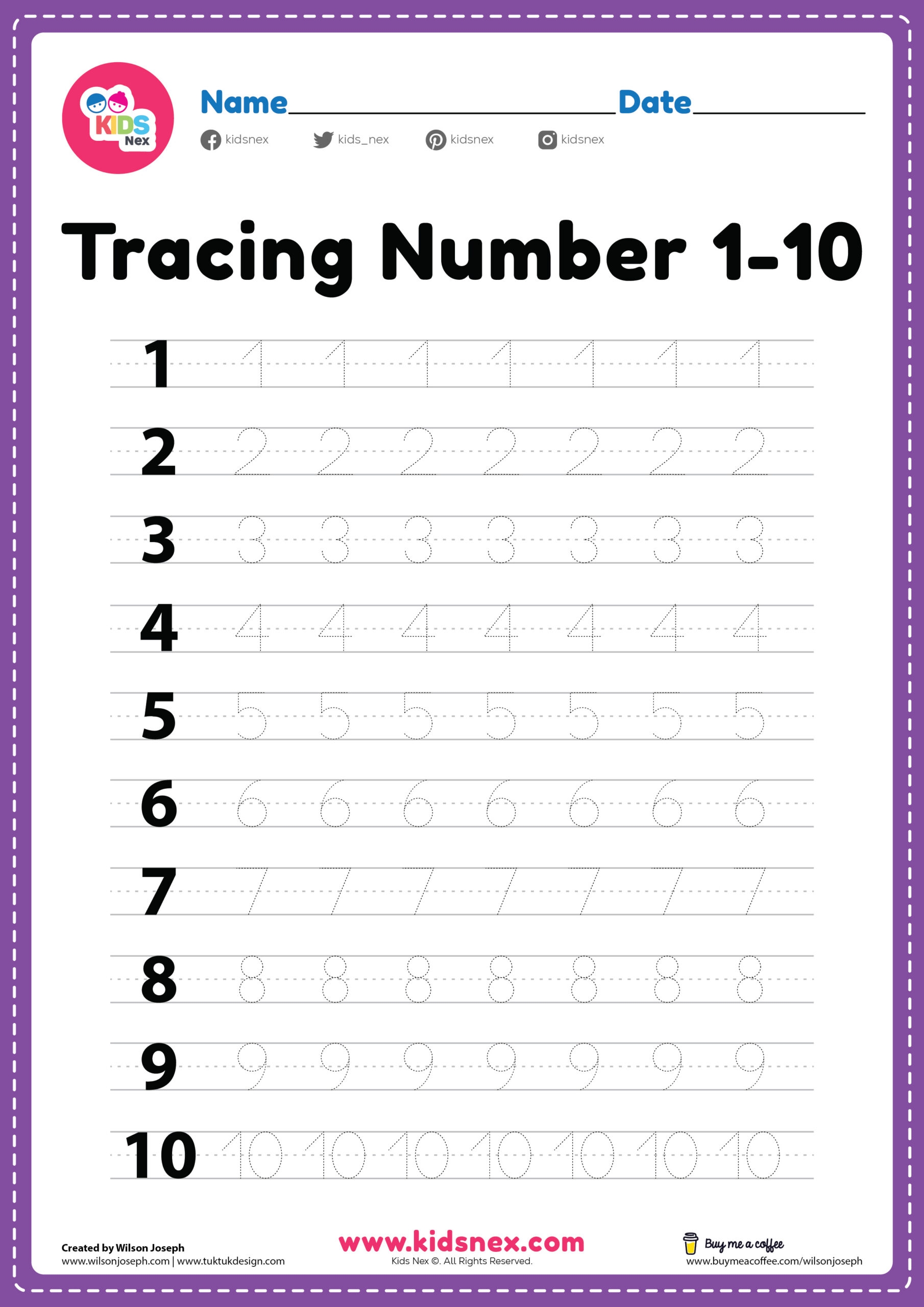 Printable Numbers 1 10 Tracing Worksheets For Prescho Vrogue co