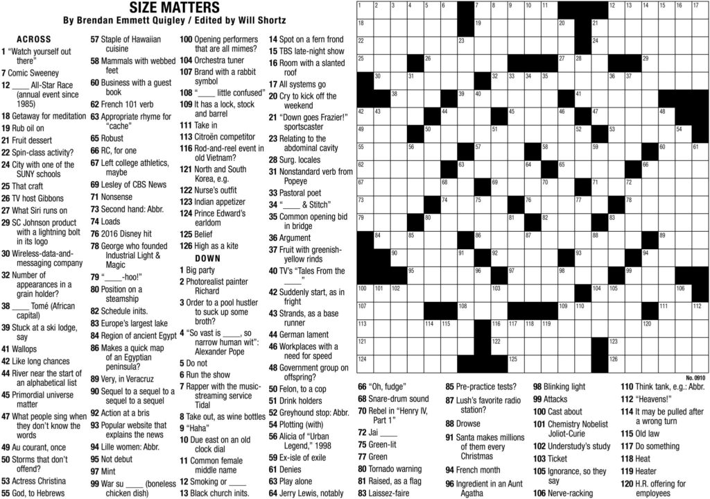 printable nyt crossword puzzles free