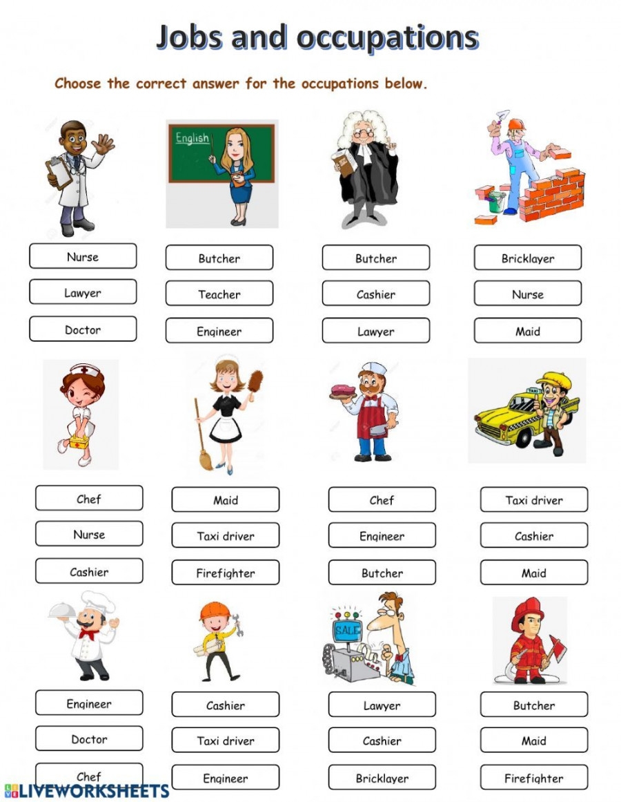 Printable Occupation Worksheet For Kindergarten Printable PDF Template