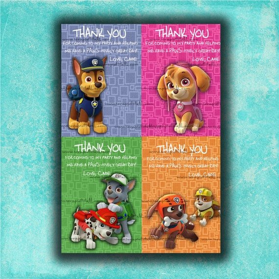 Printable Paw Patrol Thank You Cards Paw Patrol By MomsFastFavors Paw