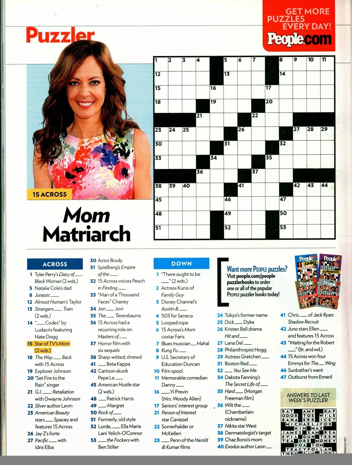 Printable People Magazine Crossword Puzzles Printable Crossword Puzzles