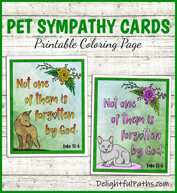 Printable Pet Sympathy Cards Delightful Paths