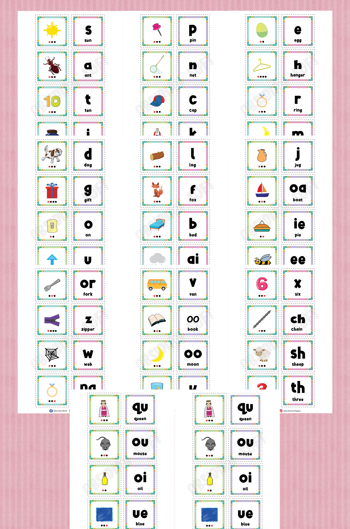 Printable Phonics Flash Cards