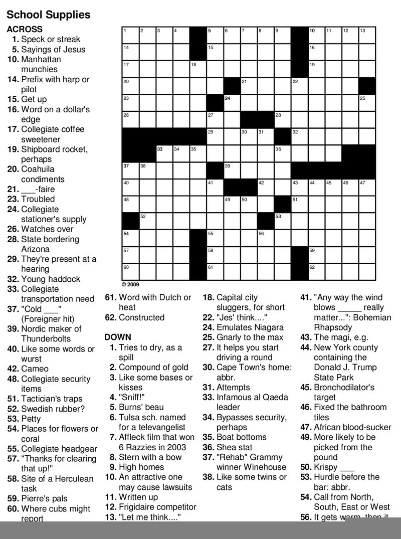 Printable Puzzles For Seniors Printable Crossword Puzzles
