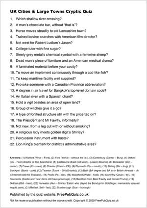 Printable Quizzes Free Pub Quiz