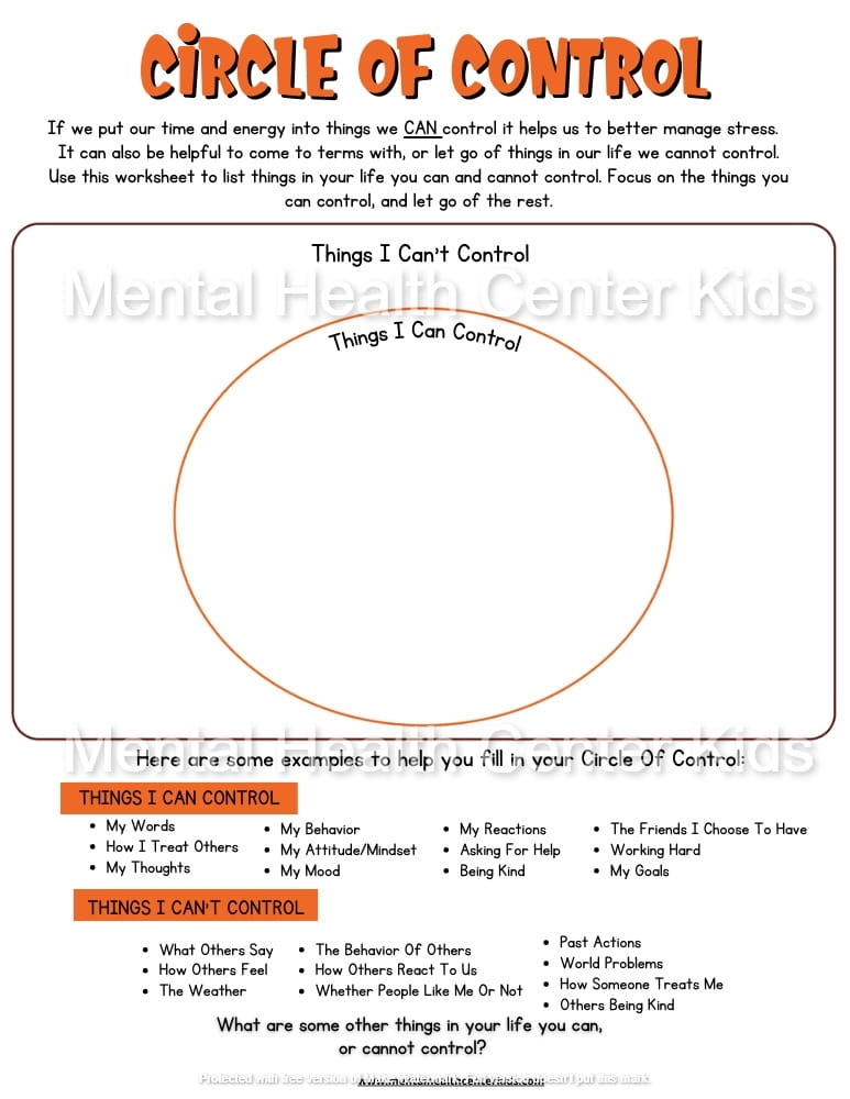 printable worksheets on self control