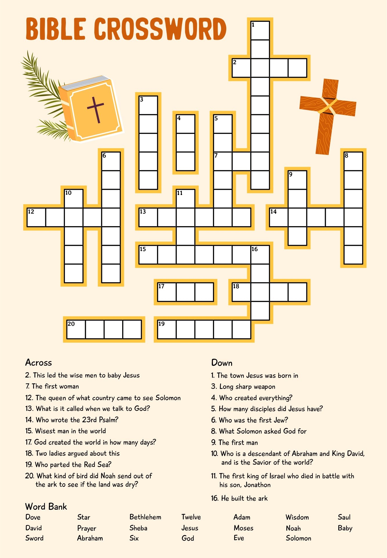 printable bible crossword puzzles