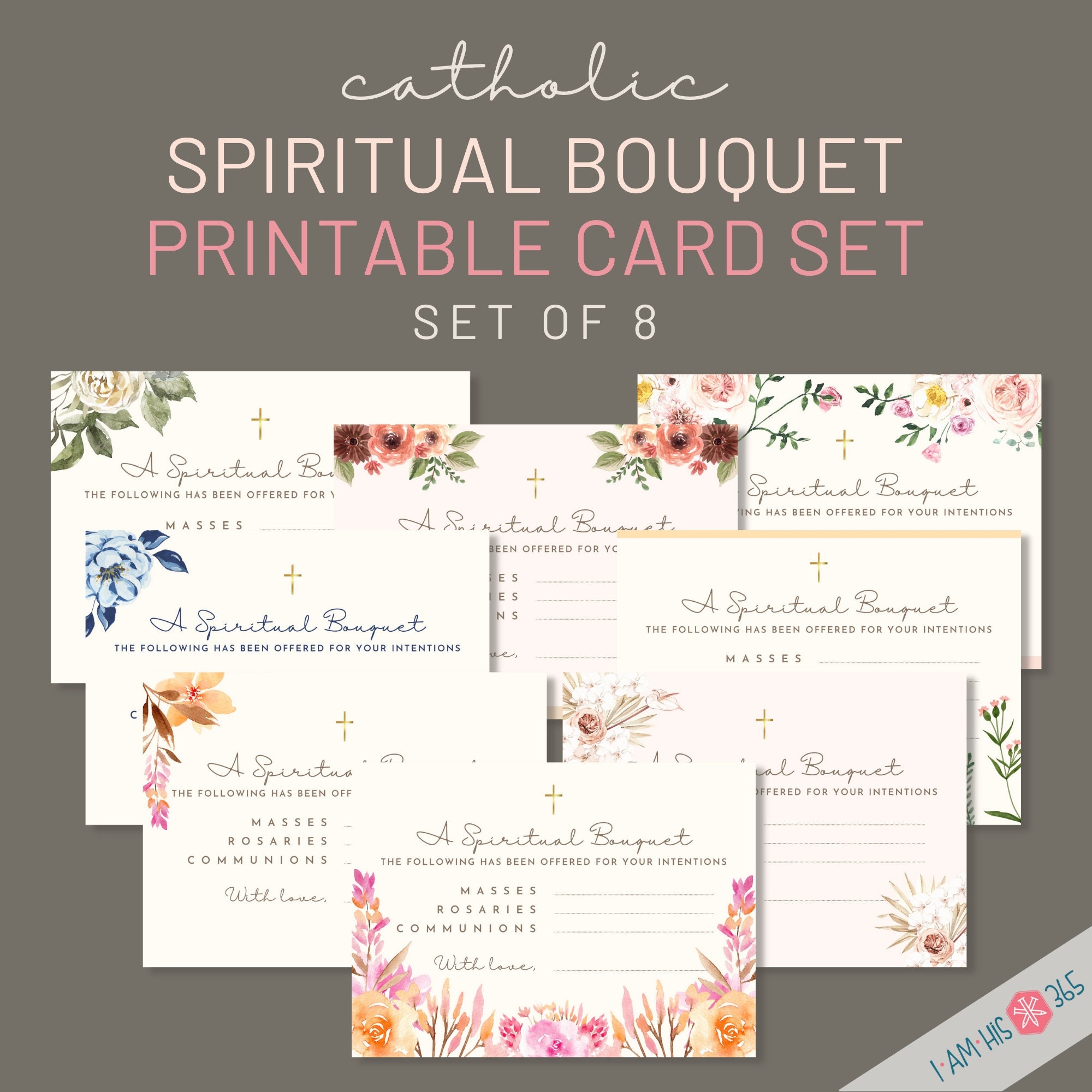 Printable Spiritual Bouquet Cards For All Occasions Set Of 8 Catholic 