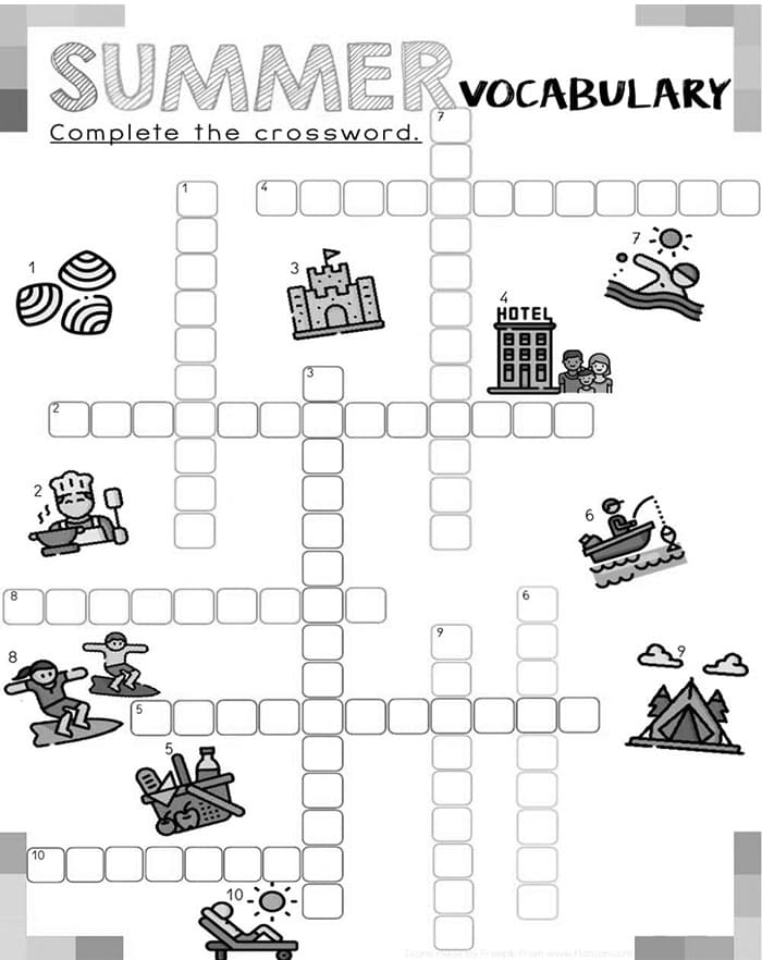 Printable Summer Crossword Puzzles Vocabulary Free Download And Print 