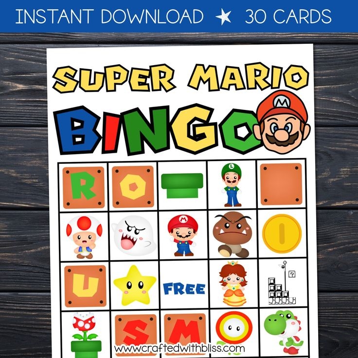 free printable super mario bingo cards
