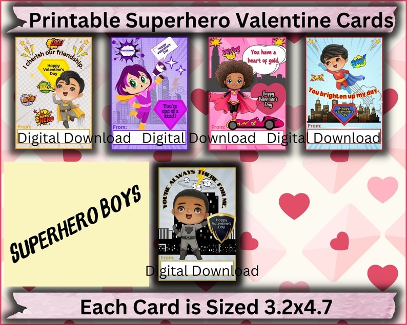 free printable superhero valentine cards