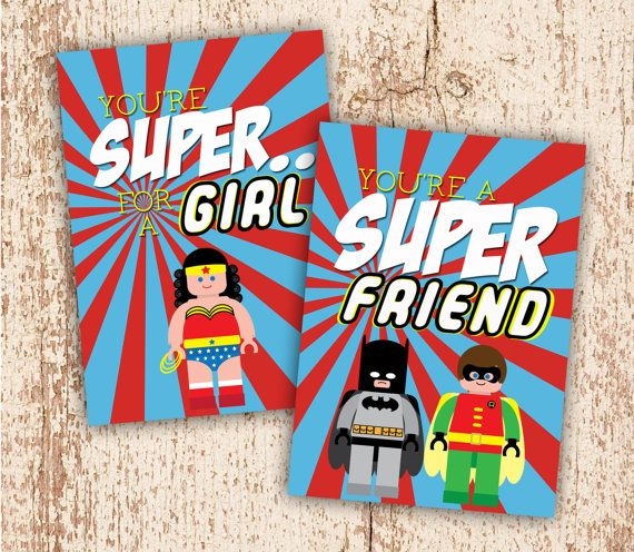 PRINTABLE Superhero Valentine Cards