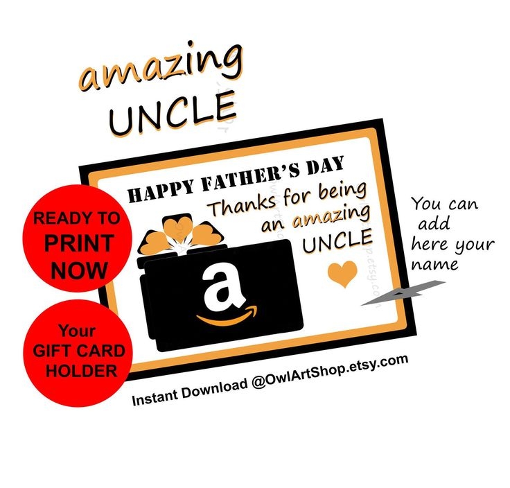 Printable UNCLE Fathers Day Card Amazon Gift Card Holder Amazing 