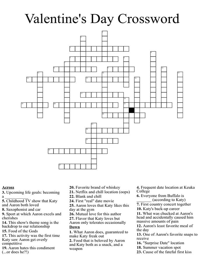 free printable valentine's day crossword puzzles