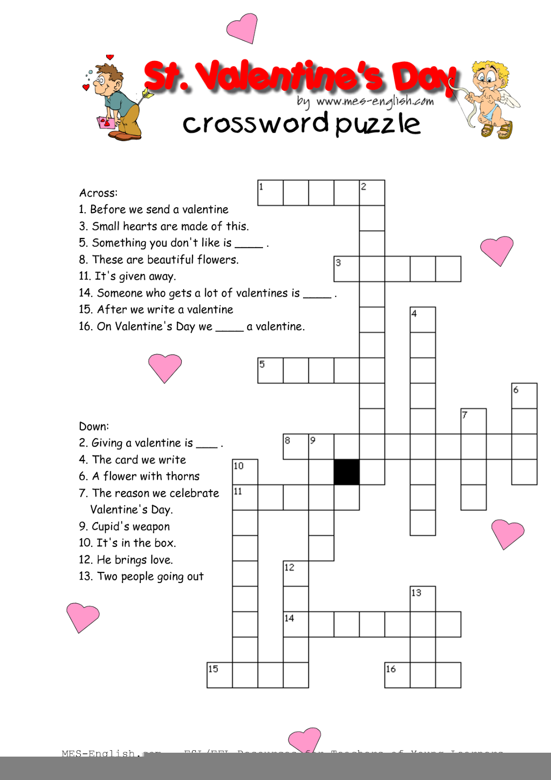free printable valentine crossword puzzles printable