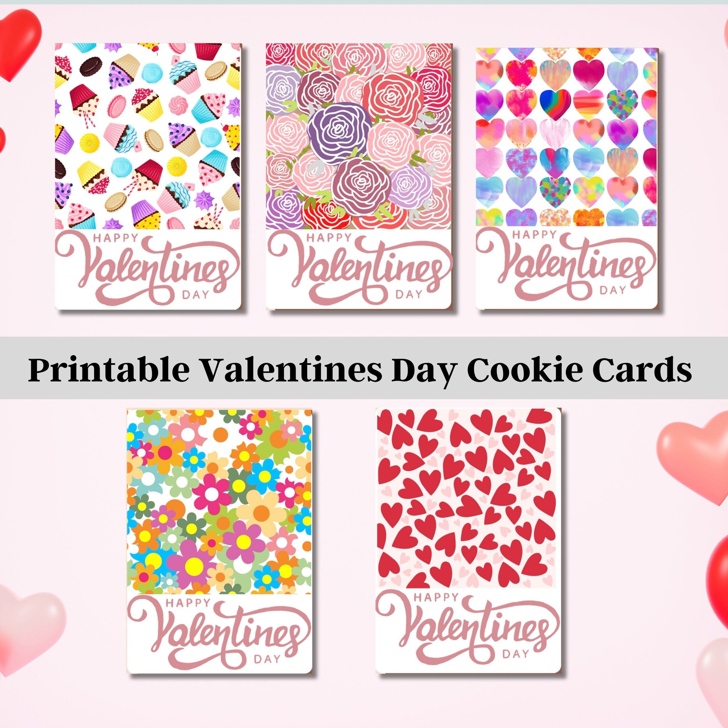 Printable Valentine Day Cookie Cards Valentine 39 s Card Bundle Cookie 