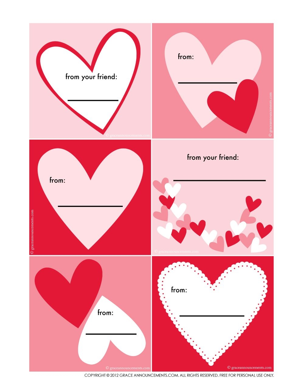 free printable valentines cards for school students