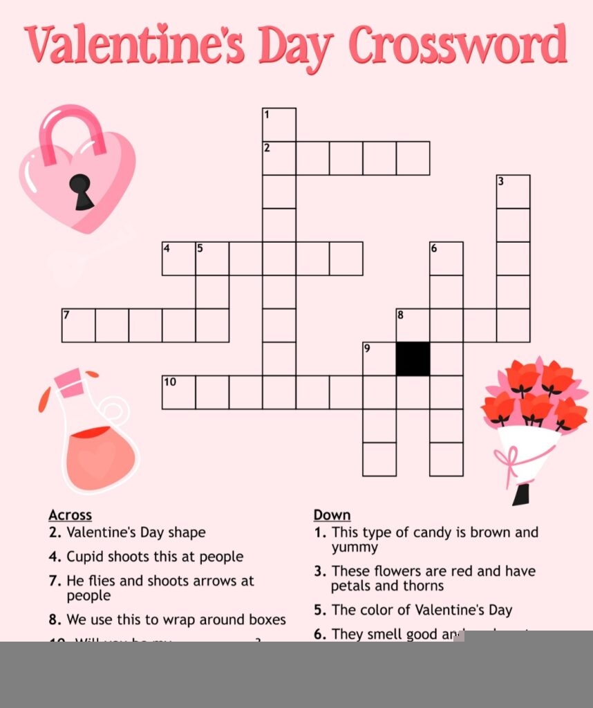 Printable Valentines Crossword Puzzle For Adults Printable JD