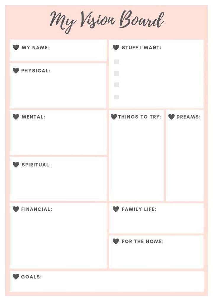 free printable vision board cards