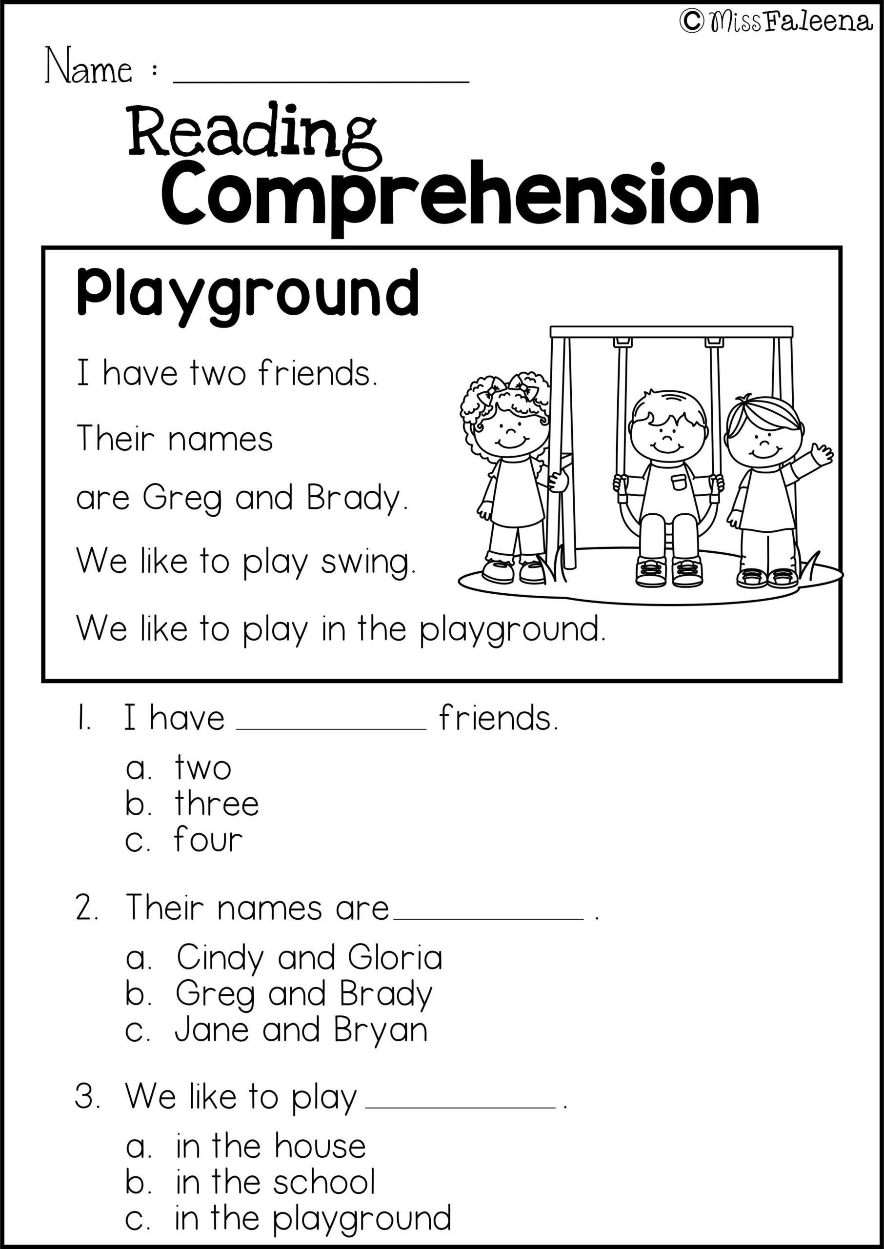 reading comprehension worksheets for first graders