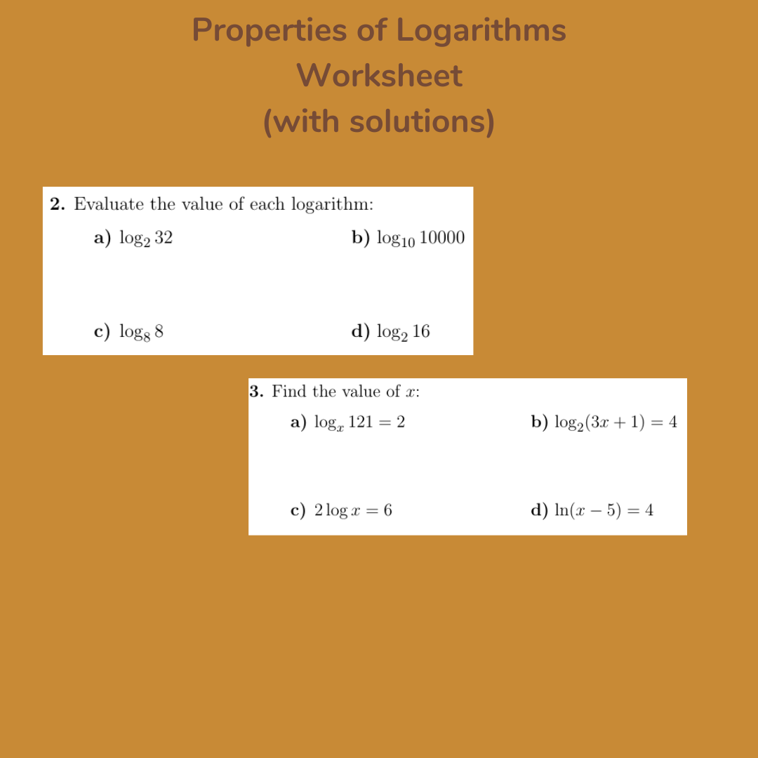 Properties Of Logarithms Worksheet with Solutions Worksheets Library