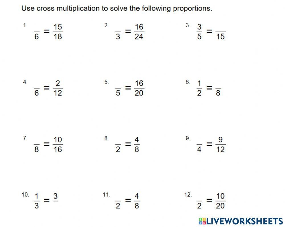 ratio and proportion worksheet