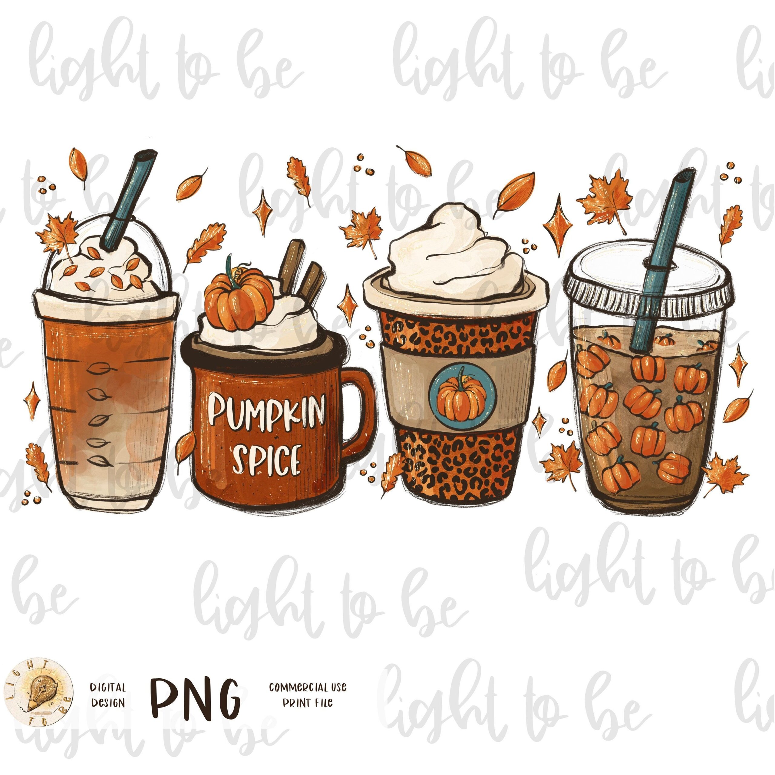 Pumpkin Spice PNG Latte Fall PSL Leaves Coffee Thanksgiving Etsy 