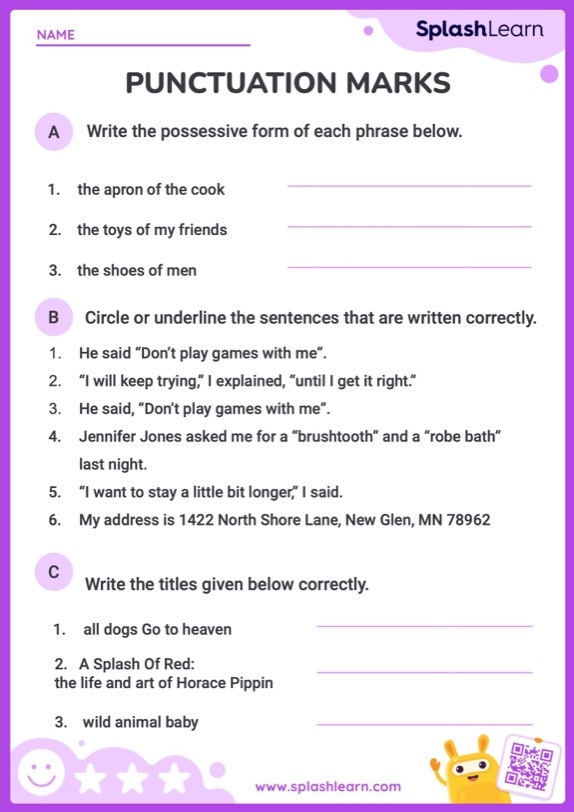 Punctuation Worksheet Sale Codes Www bharatagritech