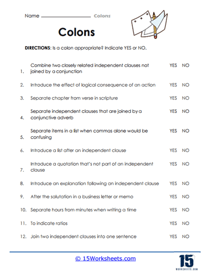 Punctuation Worksheets Colon Worksheets Worksheets Library