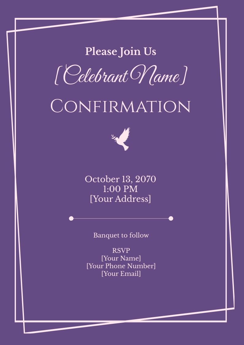 Purple Confirmation Invitation Template Edit Online Download 