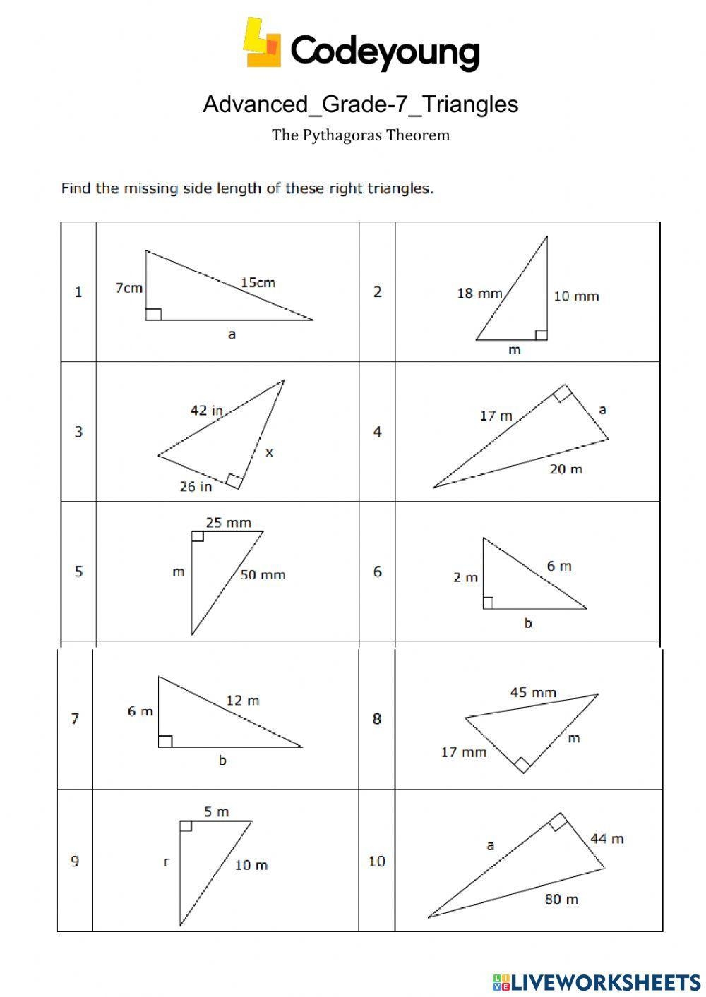 Pythagoras Theorem Questions Worksheets Library