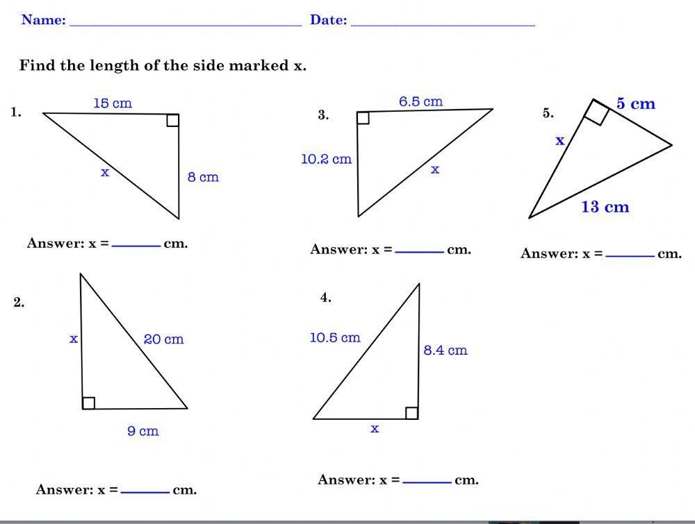 Pythagoras Theorem Worksheet Live Worksheets Worksheets Library