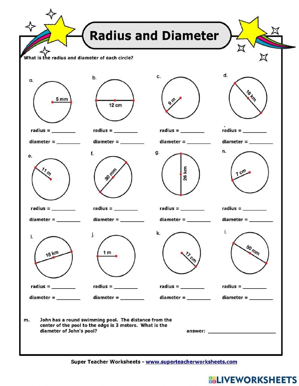 Radius And Diameter Worksheet Live Worksheets Worksheets Library