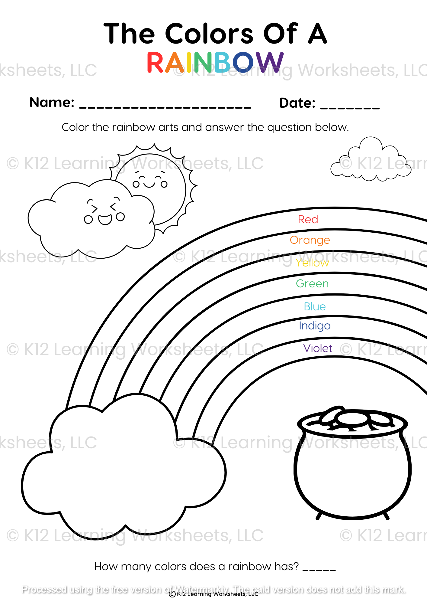 Rainbow Color PaletteMaker Worksheets Library