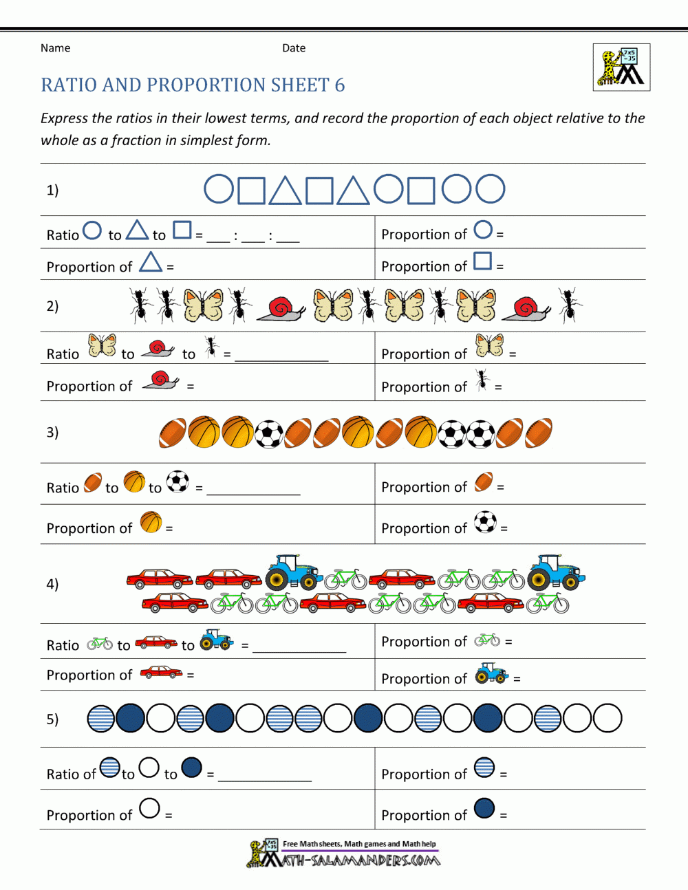 Ratio And Proportion Worksheet Worksheets Library