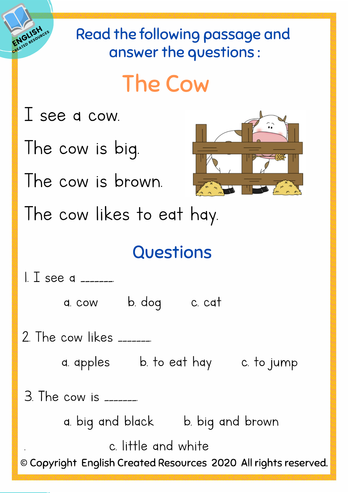 reading comprehension worksheets for kindergarten