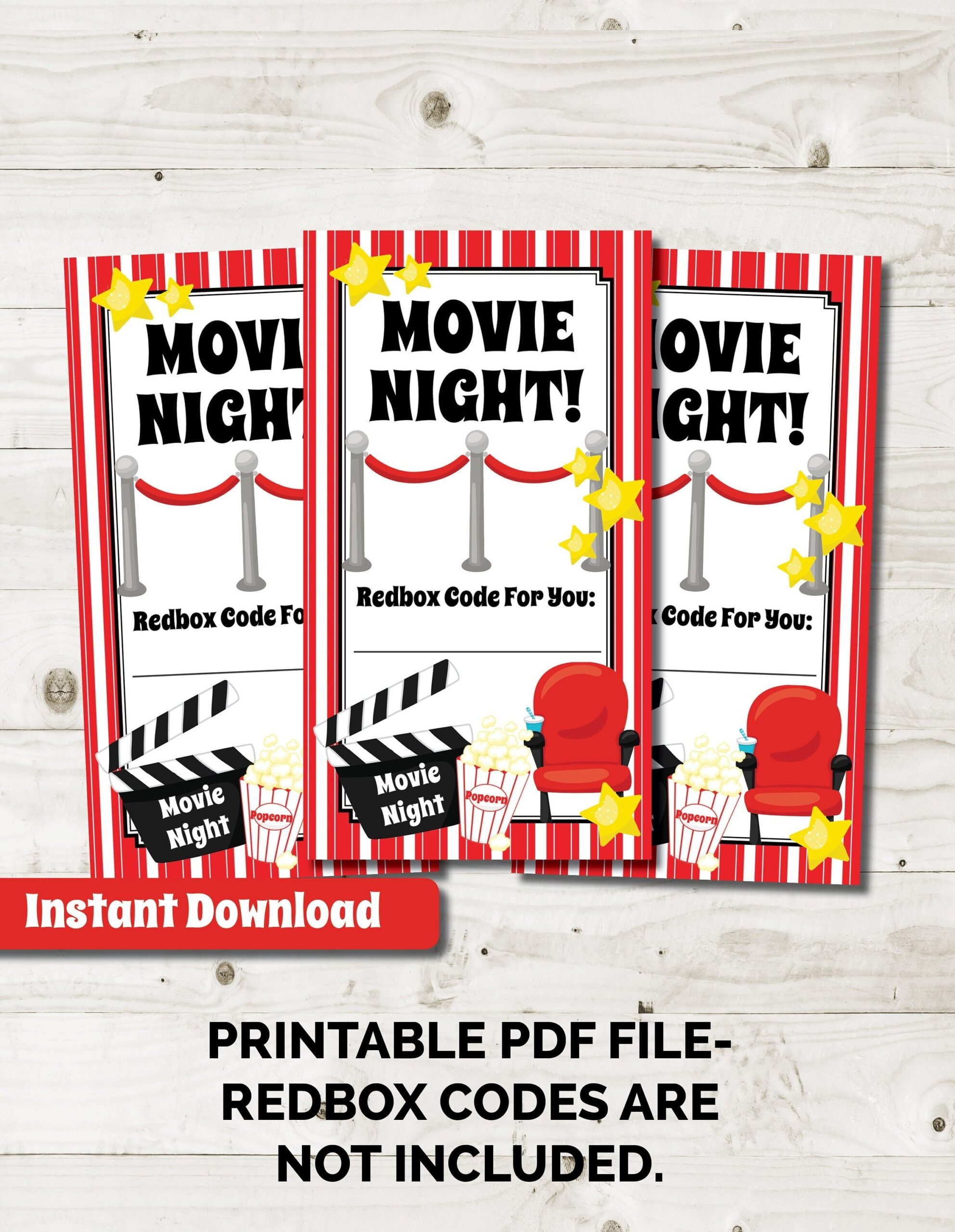 Redbox Printable Gift Card Redbox Gift Tag Movie Gift Etsy
