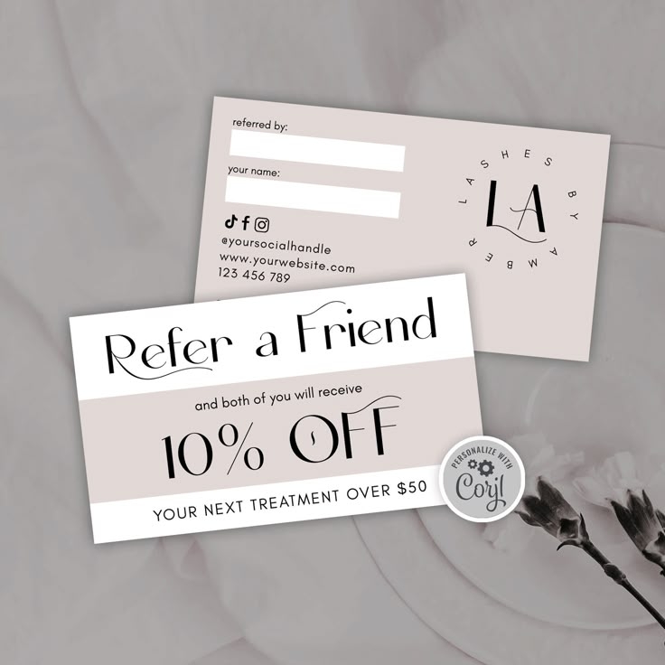 Refer A Friend Template Editable Client Referral Card Minimalist