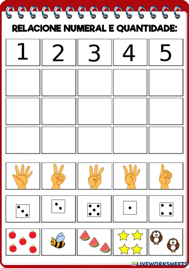 Relacionar Numeral E Quantidade At 5 Worksheet Worksheets Preschool 