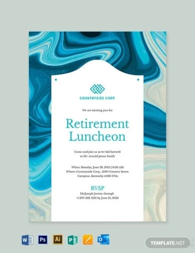 Retirement Luncheon Invitation Templates In AI Word Pages PSD 