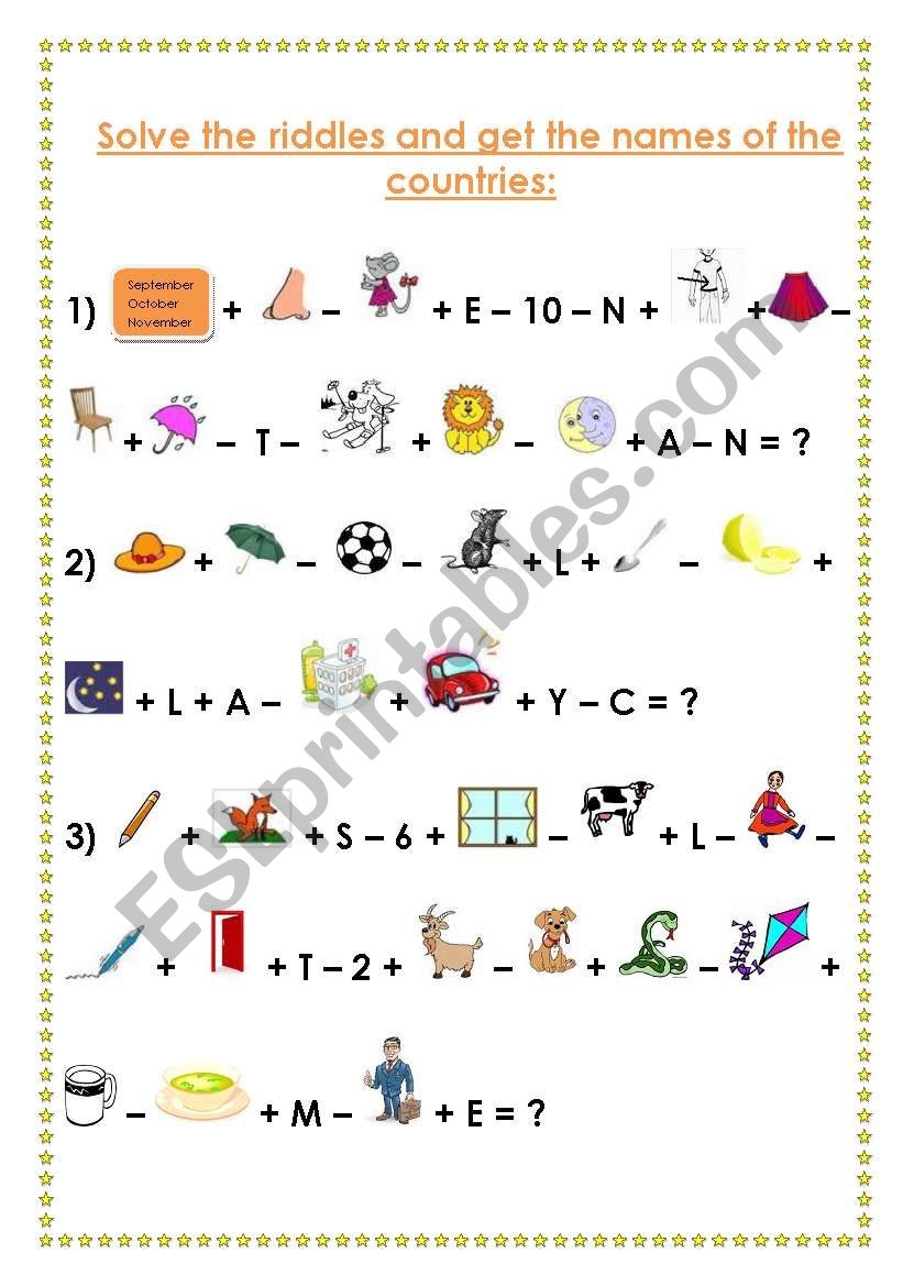 Riddles ESL Worksheet By Katrinsanna