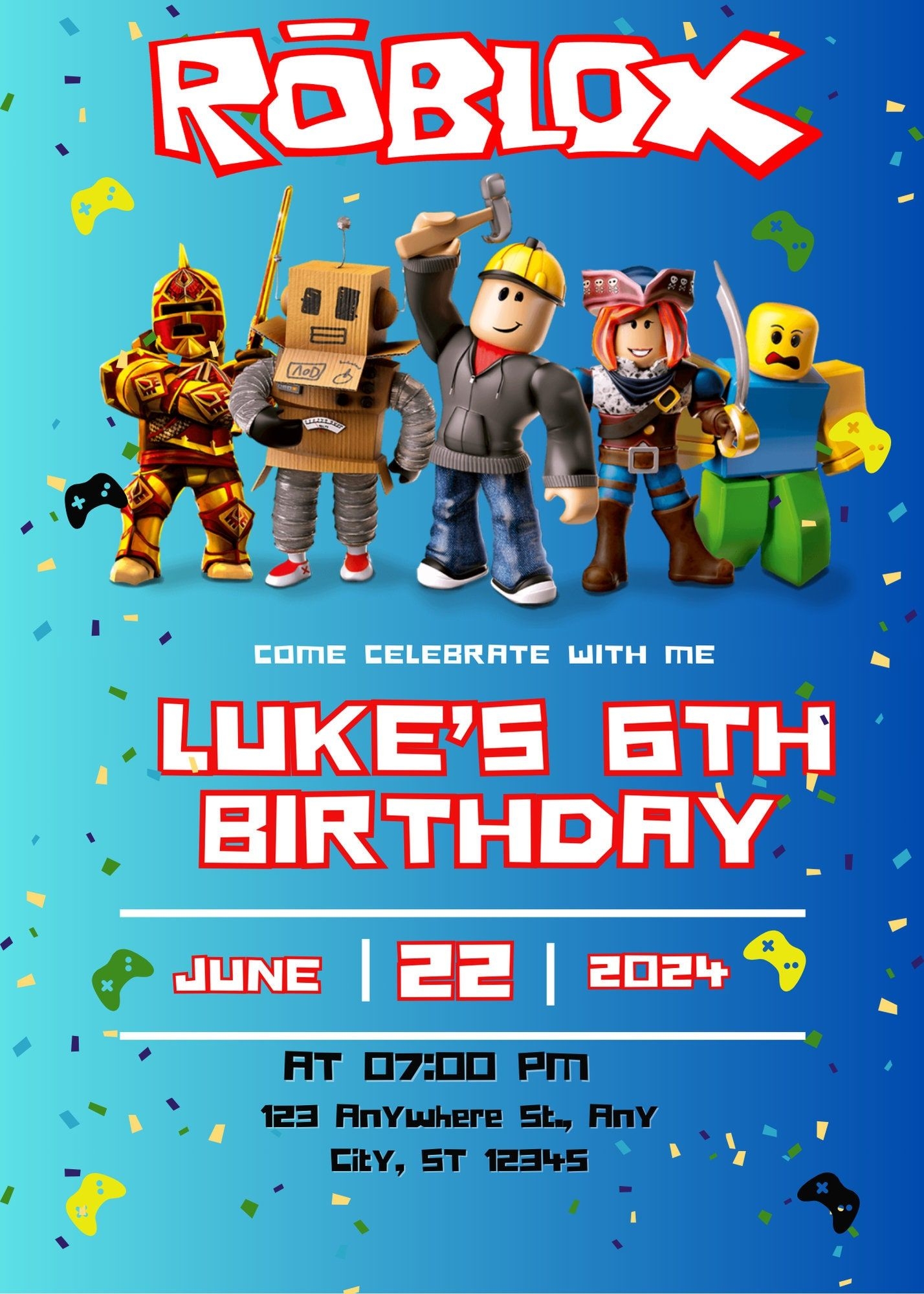Roblox Invitation Roblox Invite Roblox Boys Birthday Invitation 