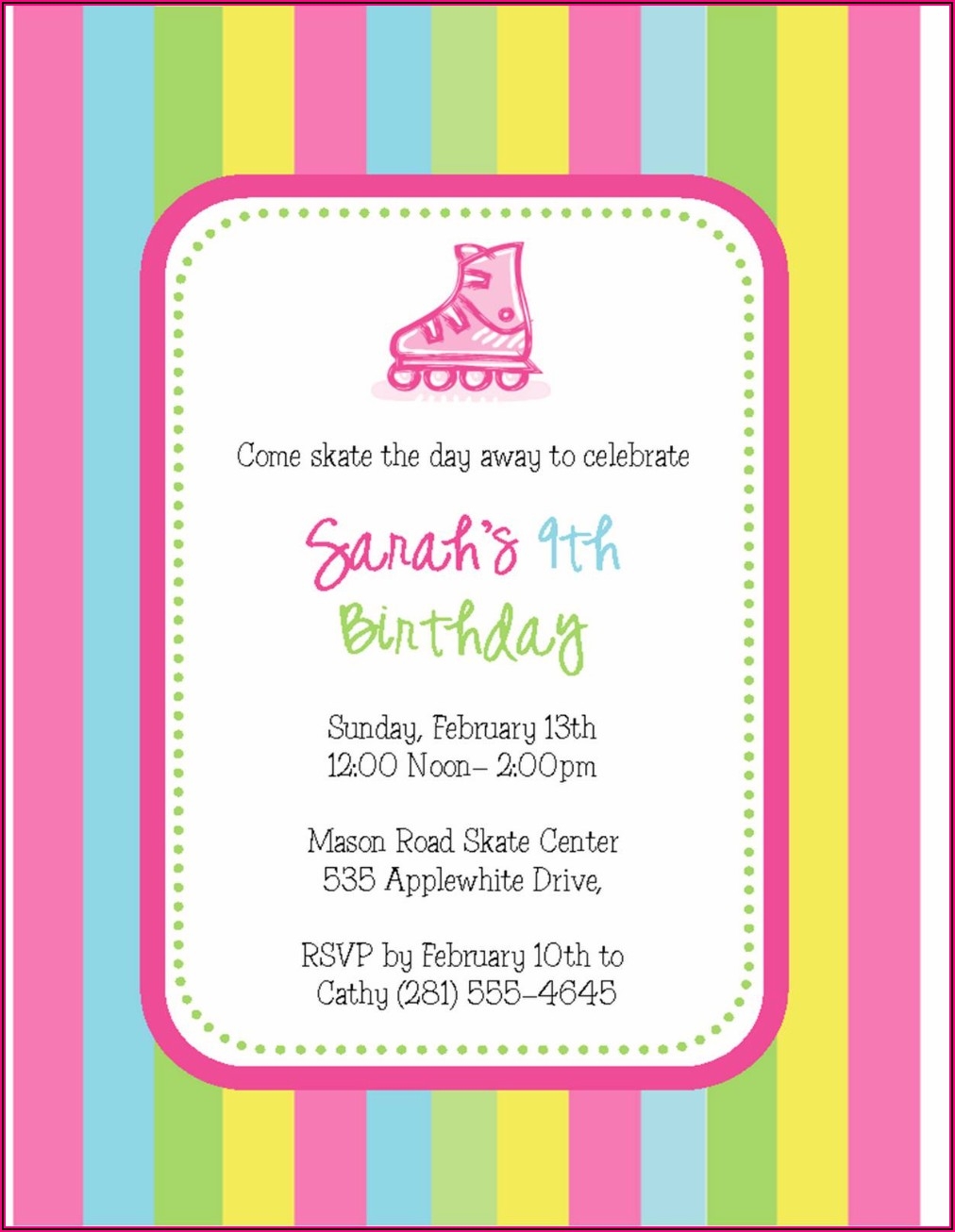 skating birthday invitations templates free