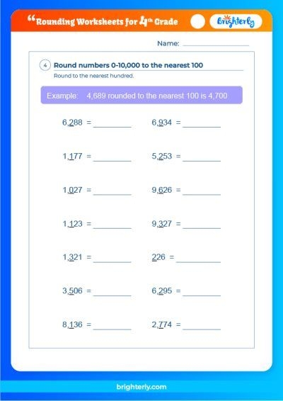 Rounding Whole Numbers 4th Grade Math Worksheet GreatSchools 