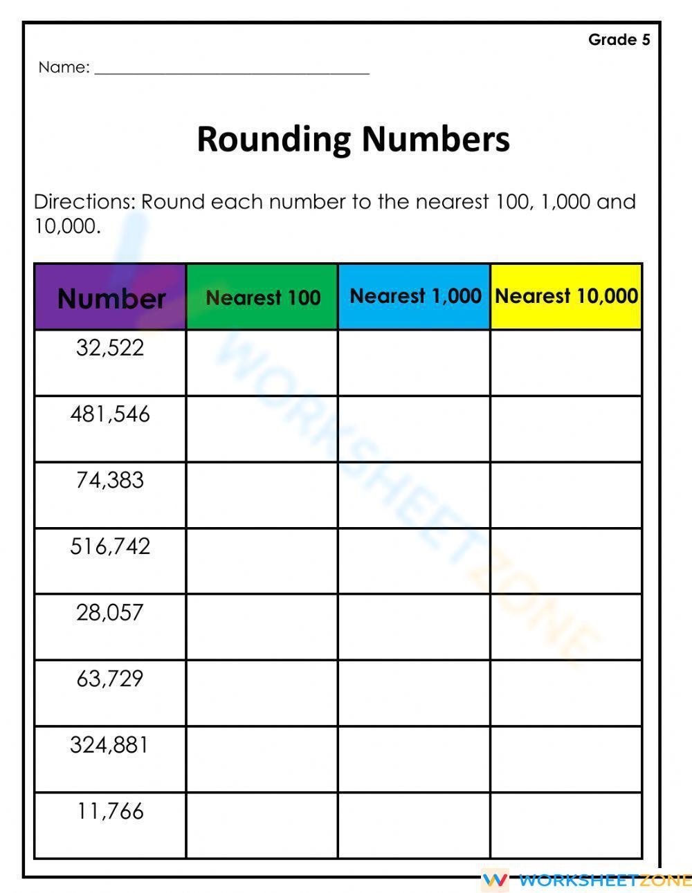 rounding numbers worksheets
